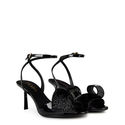  Crystal Detail Heeled Sandals Nero