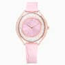 Swarovski Crystalline Aura Watch Swiss Made Leather Strap Pink Rose Gold-Tone Finish SW5730150