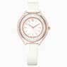 Swarovski Crystalline Aura Watch Swiss Made Leather Strap White Rose Gold-Tone Finish SW5730146