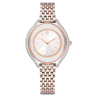 Swarovski Crystalline Aura Watch Swiss Made Metal Bracelet Rose Gold Tone Mixed Metal Finish SW5730162