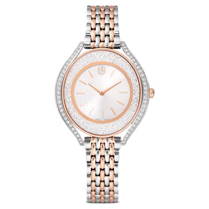 Swarovski Crystalline Aura Watch Swiss Made Metal Bracelet Rose Gold Tone Mixed Metal Finish SW5730162