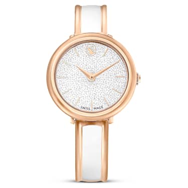 Swarovski Crystalline Bangle Watch Swiss Made Metal Bracelet White Rose Gold-Tone Finish SW5689324