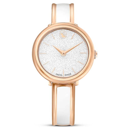 Swarovski Crystalline Bangle Watch Swiss Made Metal Bracelet White Rose Gold-Tone Finish SW5689324
