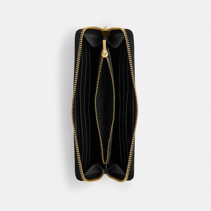 Coach Essential Slim Accordion Zip Wallet Brass Black