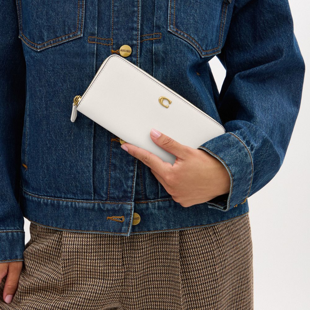 Coach Essential Slim Accordion Zip Wallet Brass Chalk