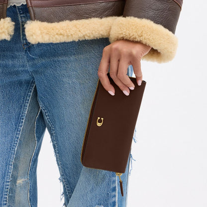 Coach Essential Slim Accordion Zip Wallet Brass Maple