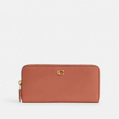 Coach Essential Slim Accordion Zip Wallet Brass Dark Peach