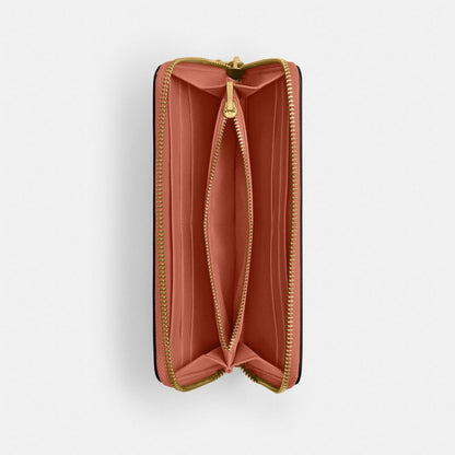 Coach Essential Slim Accordion Zip Wallet Brass Dark Peach