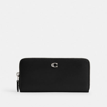 Coach Essential Slim Accordion Zip Wallet Silver Black