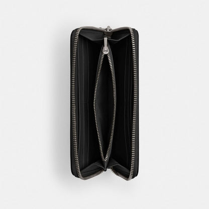 Coach Essential Slim Accordion Zip Wallet Silver Black