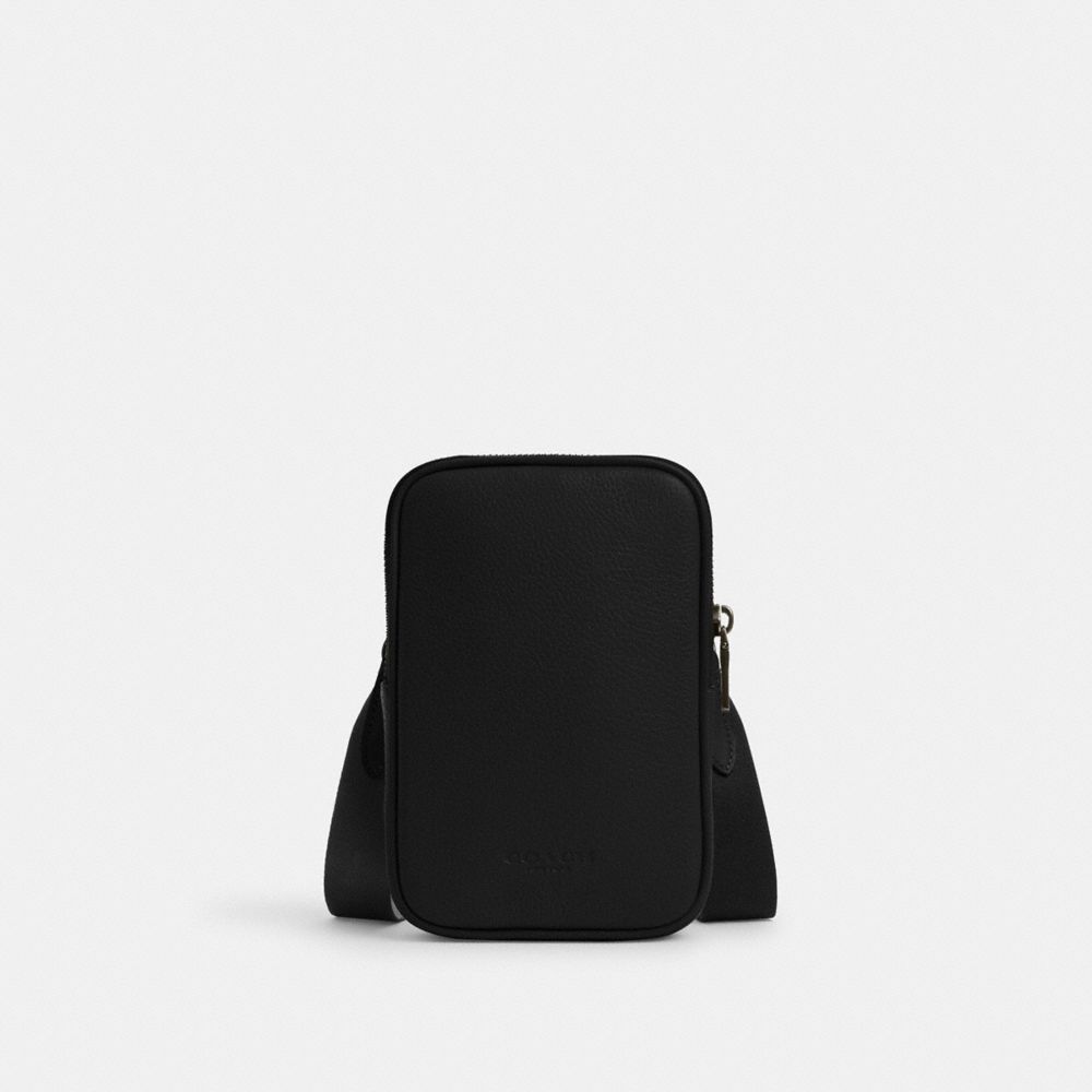 Aden Crossbody Bag Pebbled Leather-Gunmetal-Black Pebbled Leather-Gunmetal-Black