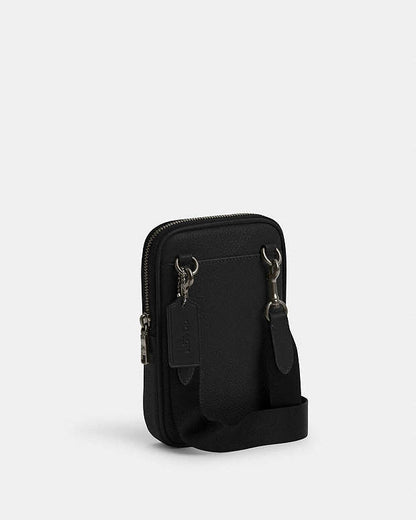 Aden Crossbody Bag Pebbled Leather-Gunmetal-Black Pebbled Leather-Gunmetal-Black