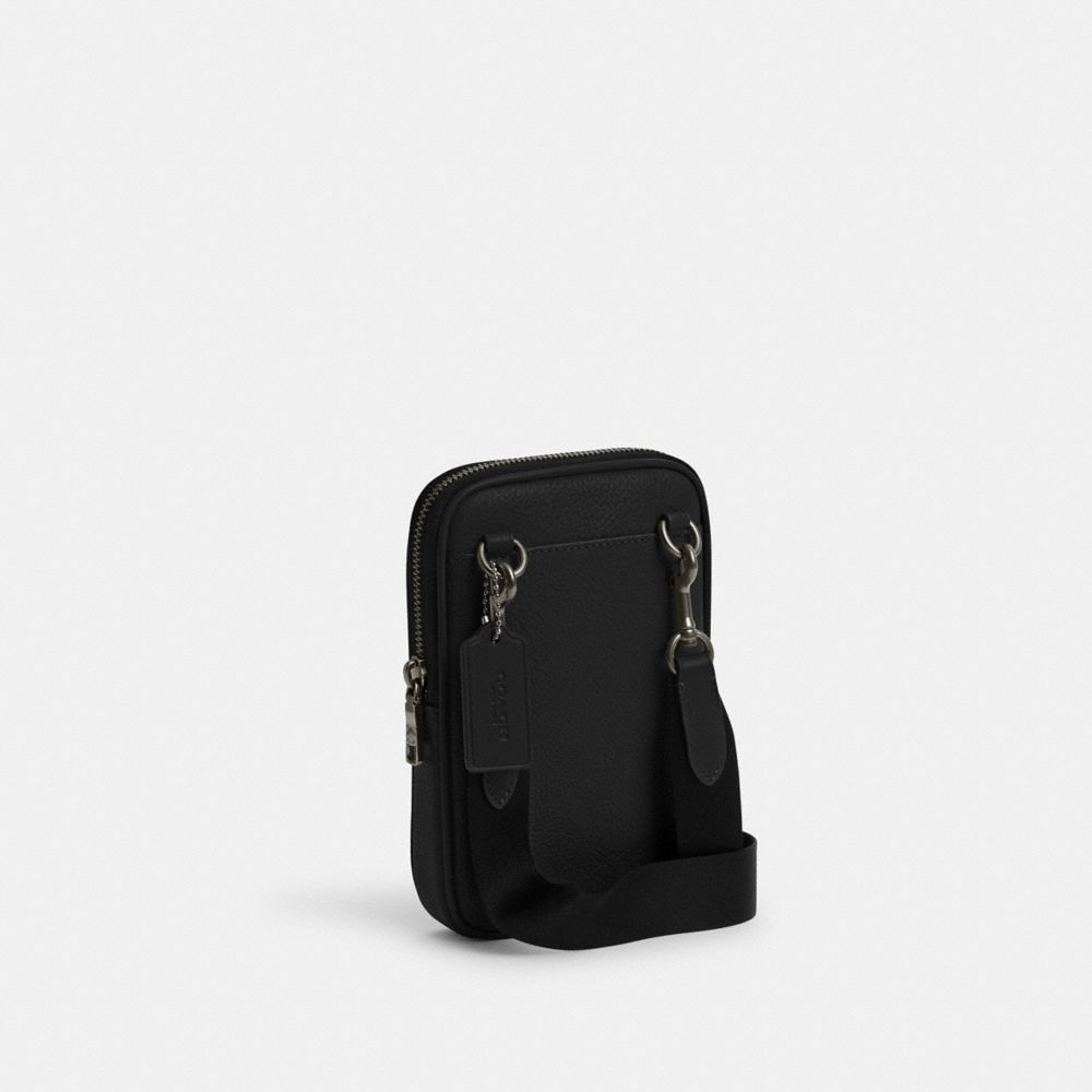 Aden Crossbody Bag Pebbled Leather-Gunmetal-Black Pebbled Leather-Gunmetal-Black