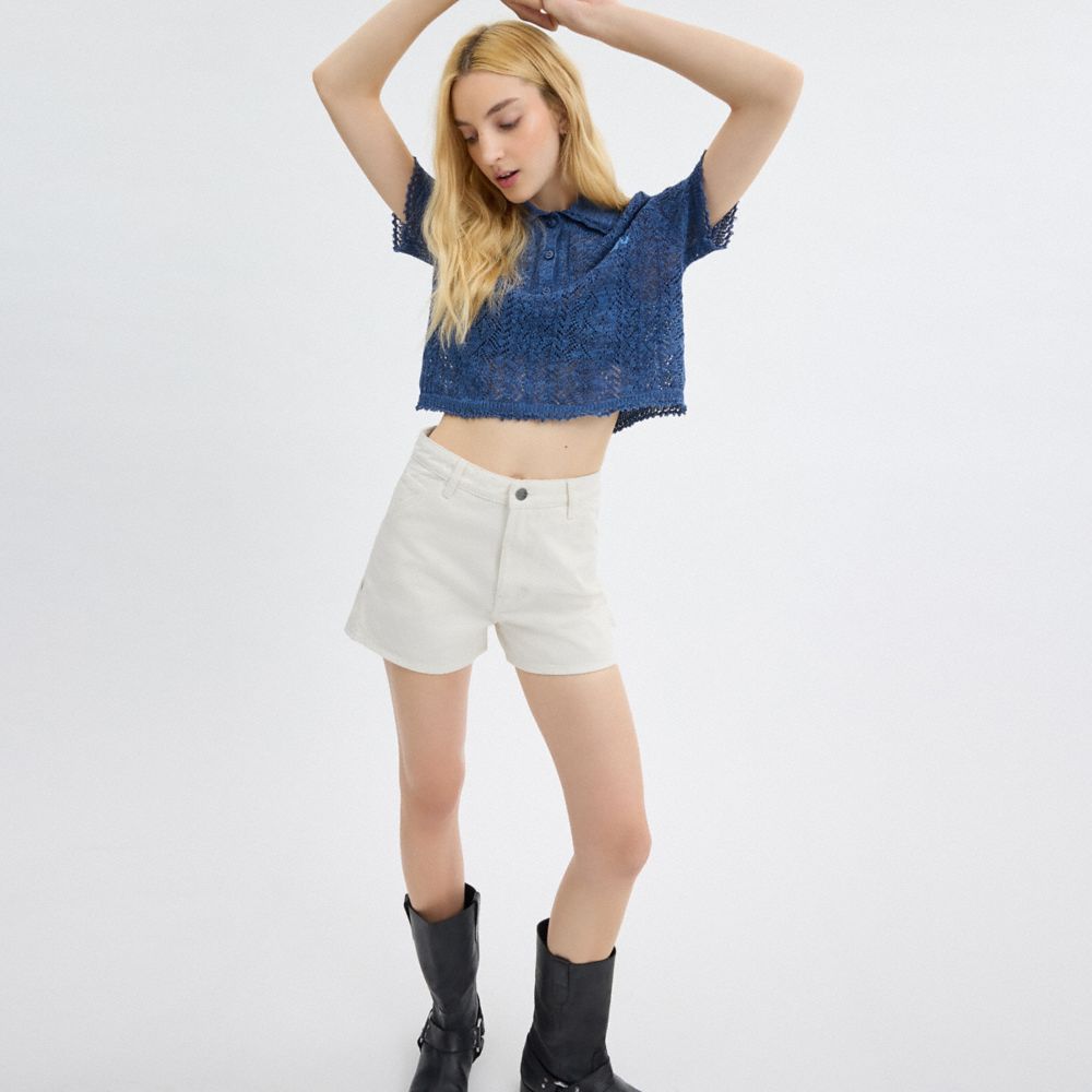 Coach Painter Jean Shorts In Organic Cotton White