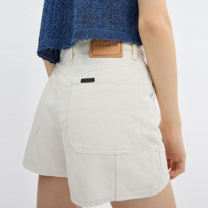 Coach Painter Jean Shorts In Organic Cotton White