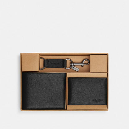 Coach Boxed 3 In 1 Wallet Gift Set Black
