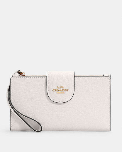 Phone Wallet Crossgrain Leather-Gold-Chalk Crossgrain Leather-Gold-Chalk