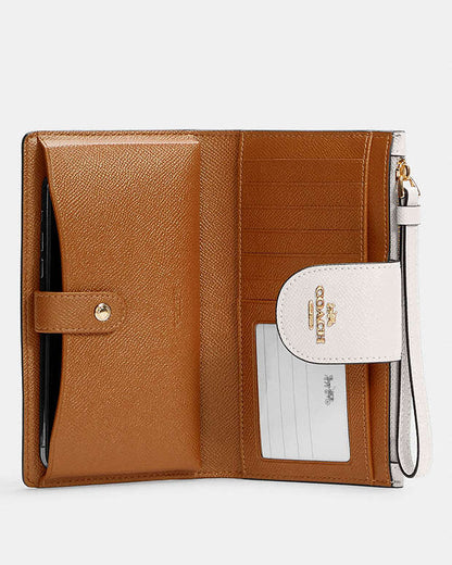 Phone Wallet Crossgrain Leather-Gold-Chalk Crossgrain Leather-Gold-Chalk
