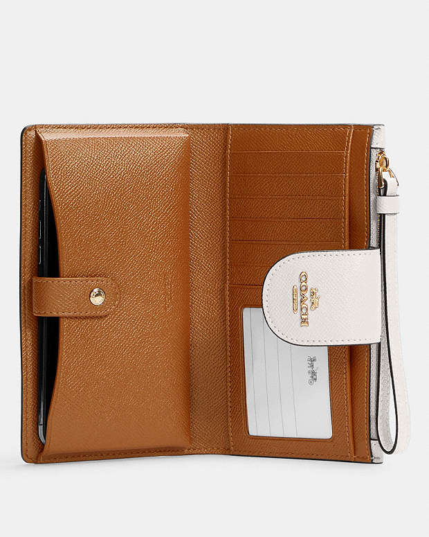 Phone Wallet Crossgrain Leather-Gold-Chalk Crossgrain Leather-Gold-Chalk