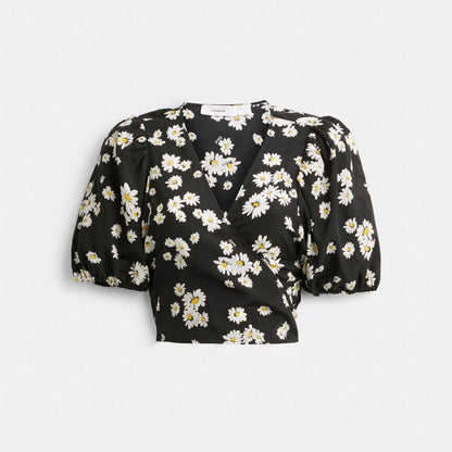 Coach Floral Wrap Blouse Black
