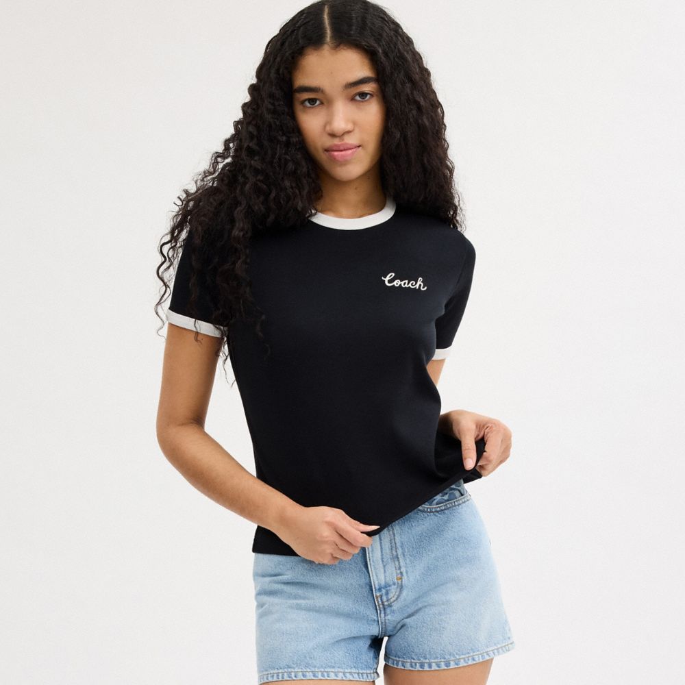 Coach Coach Ringer T Shirt Black