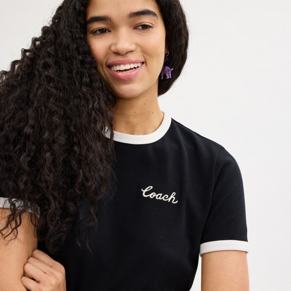 Coach Coach Ringer T Shirt Black