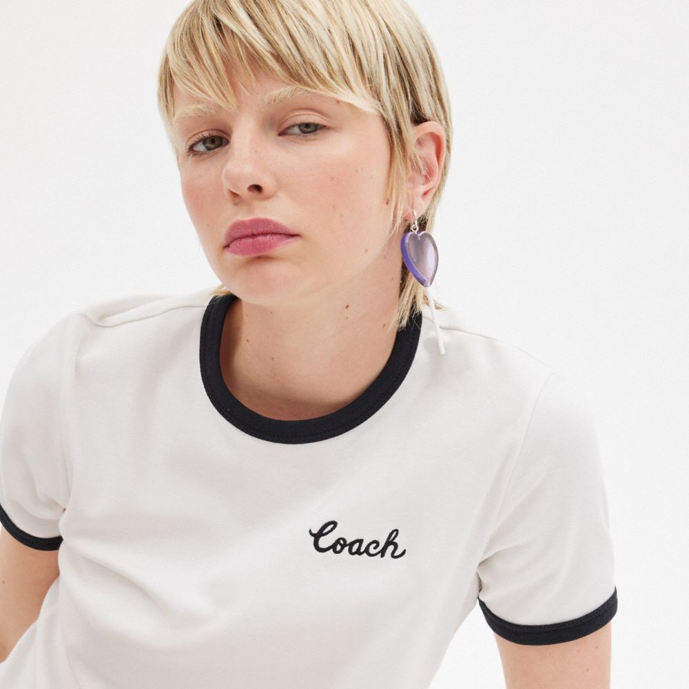 Coach Coach Ringer T Shirt White