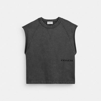 Coach Sleeveless Garment Dye Crewneck Black
