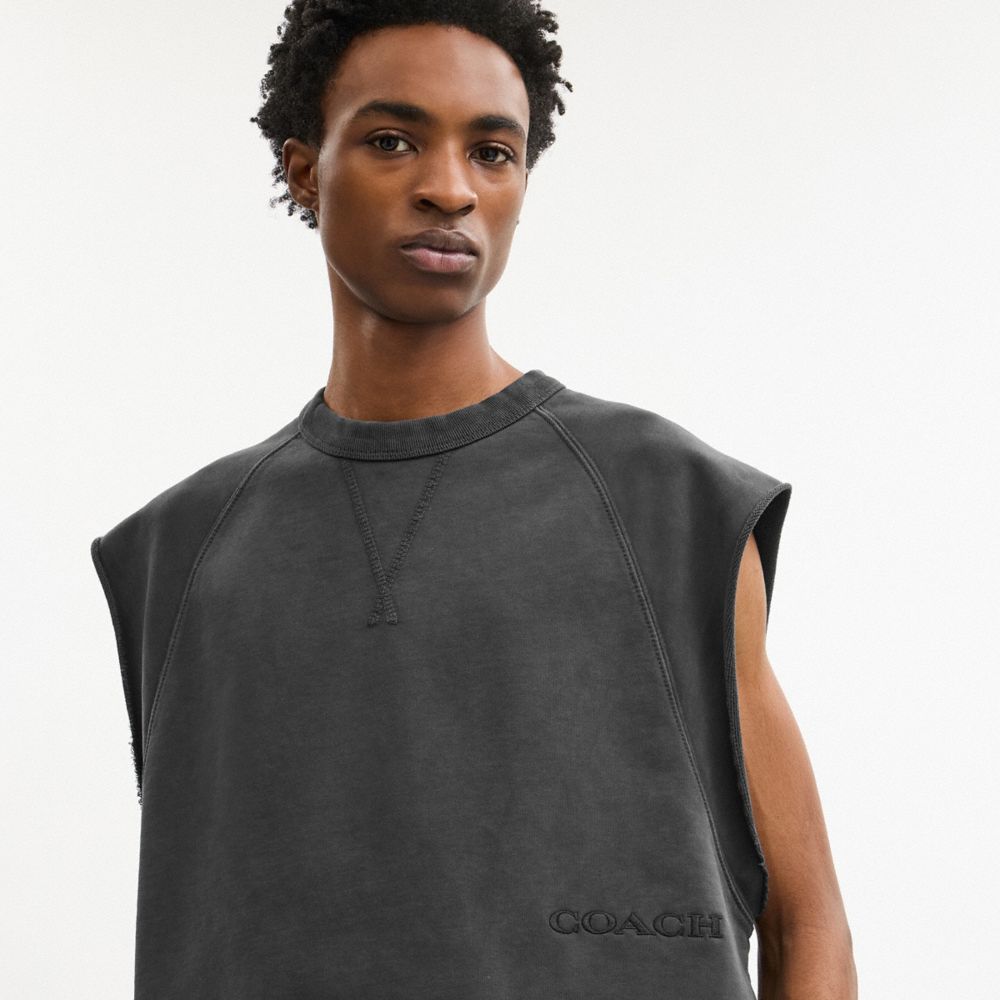 Coach Sleeveless Garment Dye Crewneck Black