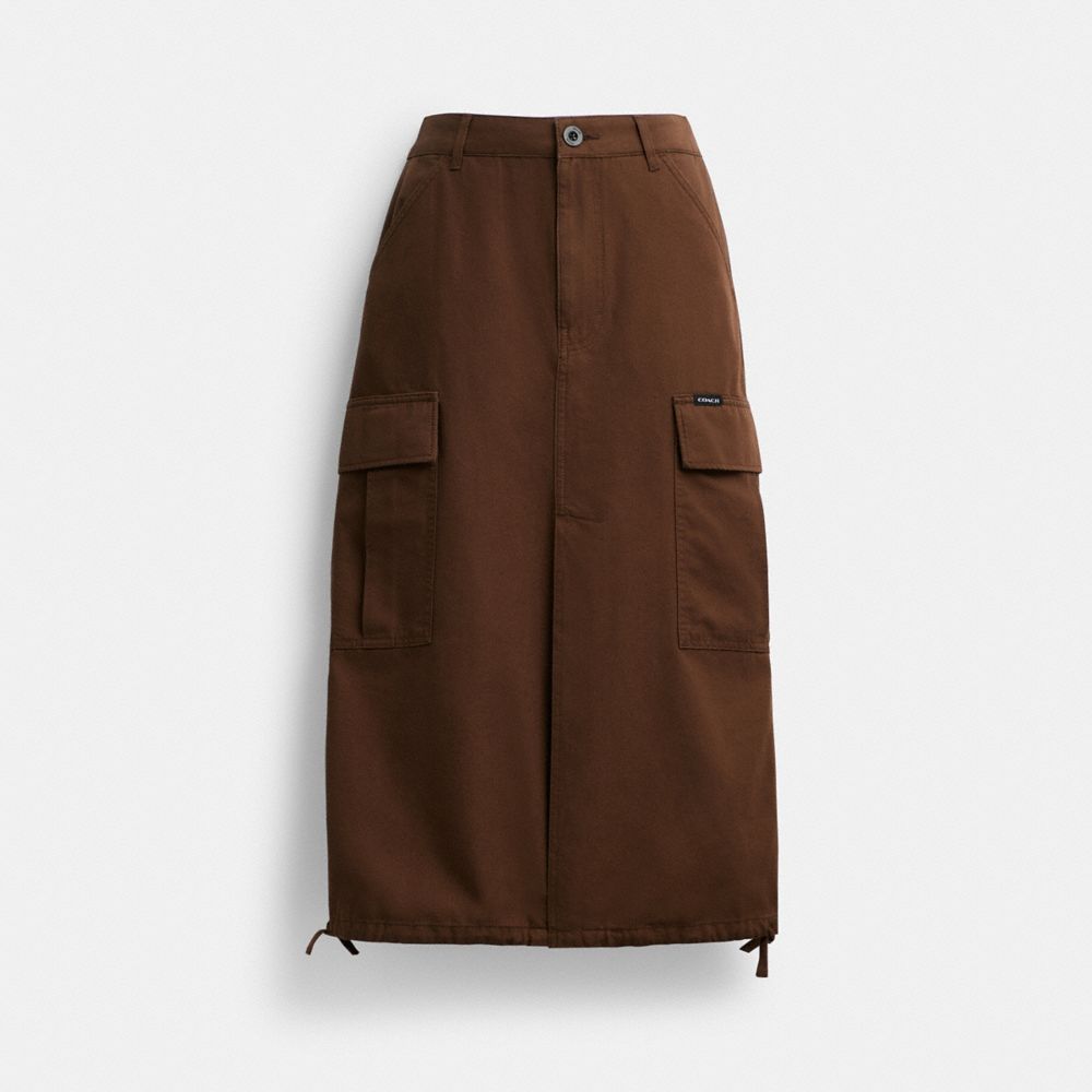 Coach Cargo Maxi Skirt In Organic Cotton Brown