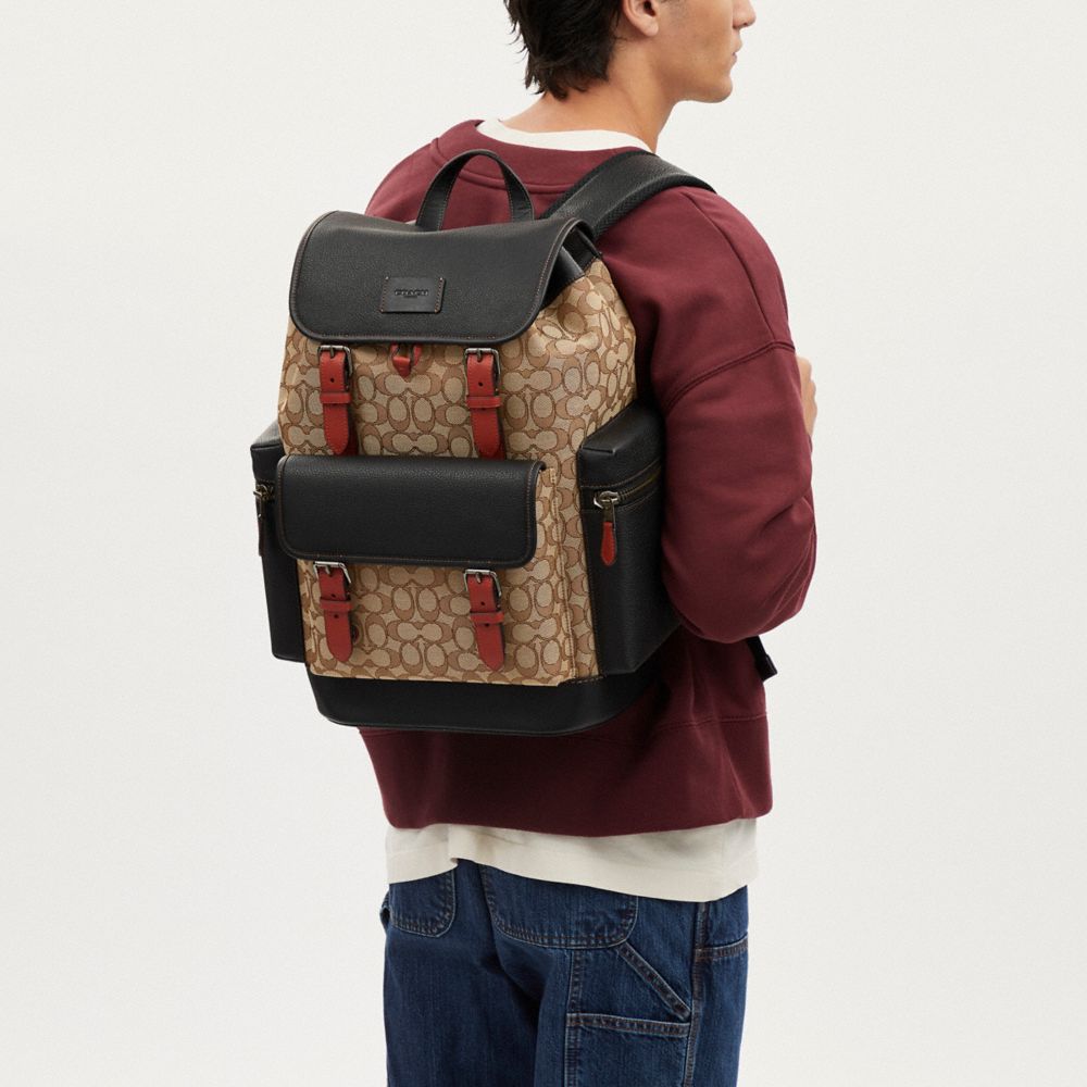 Sprint Backpack In Signature Jacquard Signature Canvas-Black Antique Nickel-Khaki-Black Multi Signature Canvas-Black Antique Nickel-Khaki-Black Multi