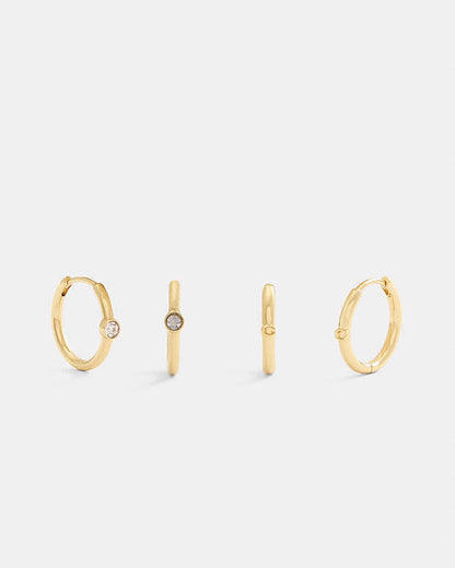 Delicate Huggie Earrings Set Gold Gold