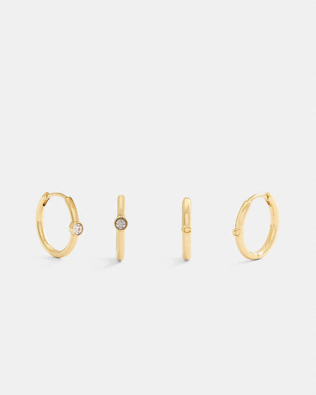Delicate Huggie Earrings Set Gold Gold