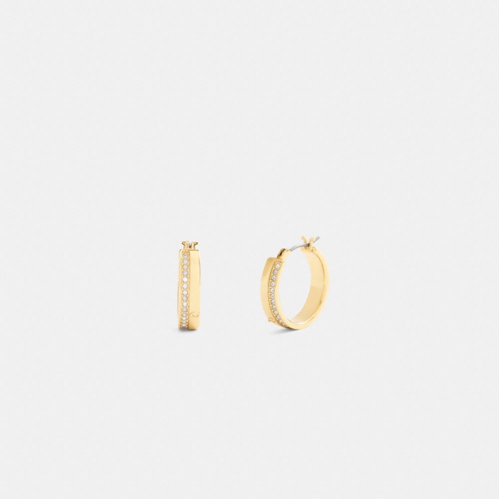 Coach Pavé Hoop Earrings Gold