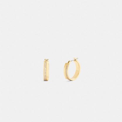 Coach Pavé Hoop Earrings Gold