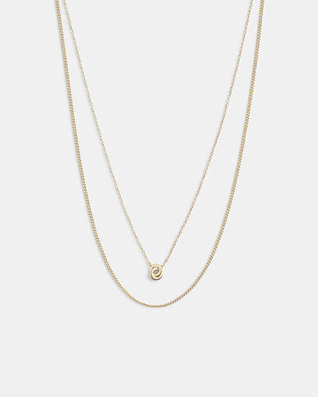 Delicate Interlocking Layered Necklace Gold Gold