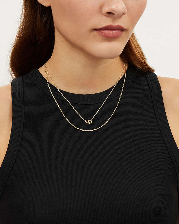 Delicate Interlocking Layered Necklace Gold Gold