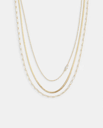 Delicate Layered Chain Necklace Gold Gold