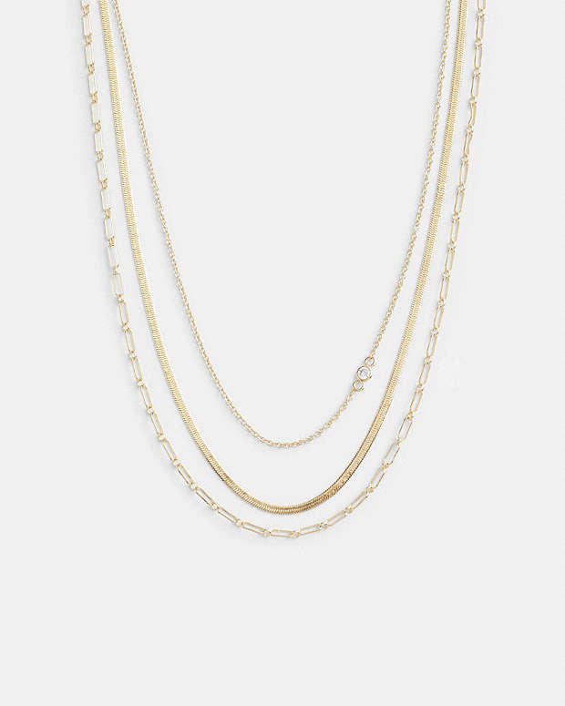 Delicate Layered Chain Necklace Gold Gold