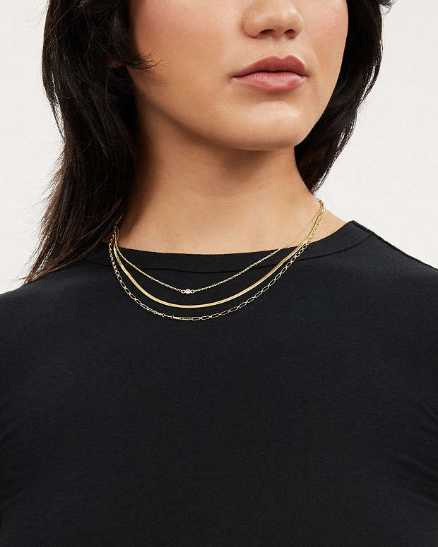Delicate Layered Chain Necklace Gold Gold