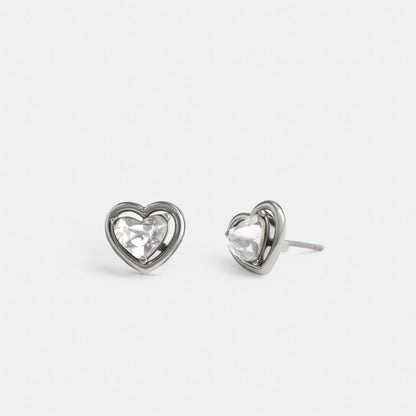 Coach Halo Heart Stud Earrings Silver