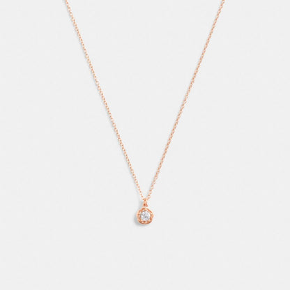 Coach Halo Tea Rose Pendant Necklace Rose Gold