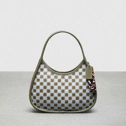 Coach Ergo Bag In Checkerboard Upcrafted Leather Ice Blue Army Blue