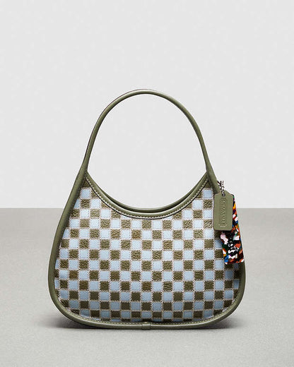 Ergo Bag In Checkerboard Upcrafted Leather Ice Blue-Army Blue Ice Blue-Army Blue