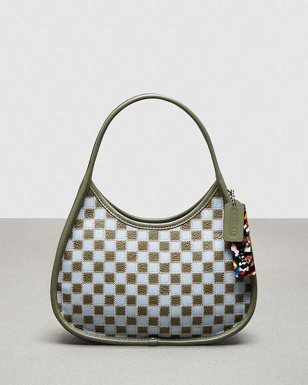 Ergo Bag In Checkerboard Upcrafted Leather Ice Blue-Army Blue Ice Blue-Army Blue