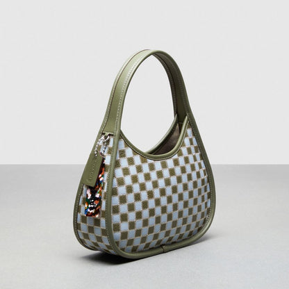 Coach Ergo Bag In Checkerboard Upcrafted Leather Ice Blue Army Blue