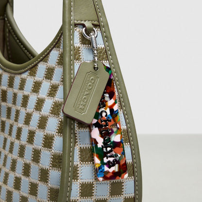 Coach Ergo Bag In Checkerboard Upcrafted Leather Ice Blue Army Blue