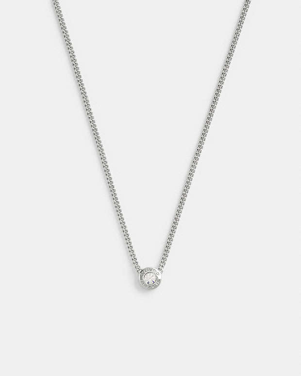 Open Circle Chain Pendant Necklace Silver Silver