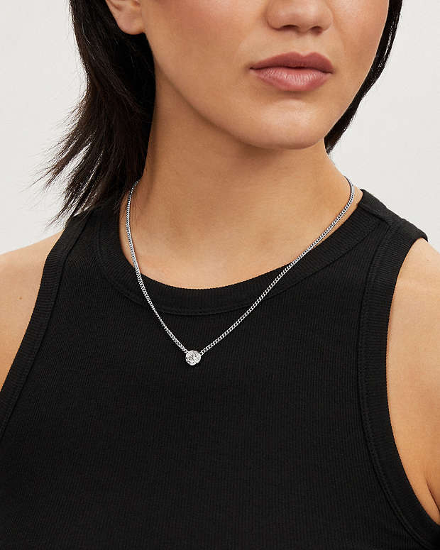 Open Circle Chain Pendant Necklace Silver Silver