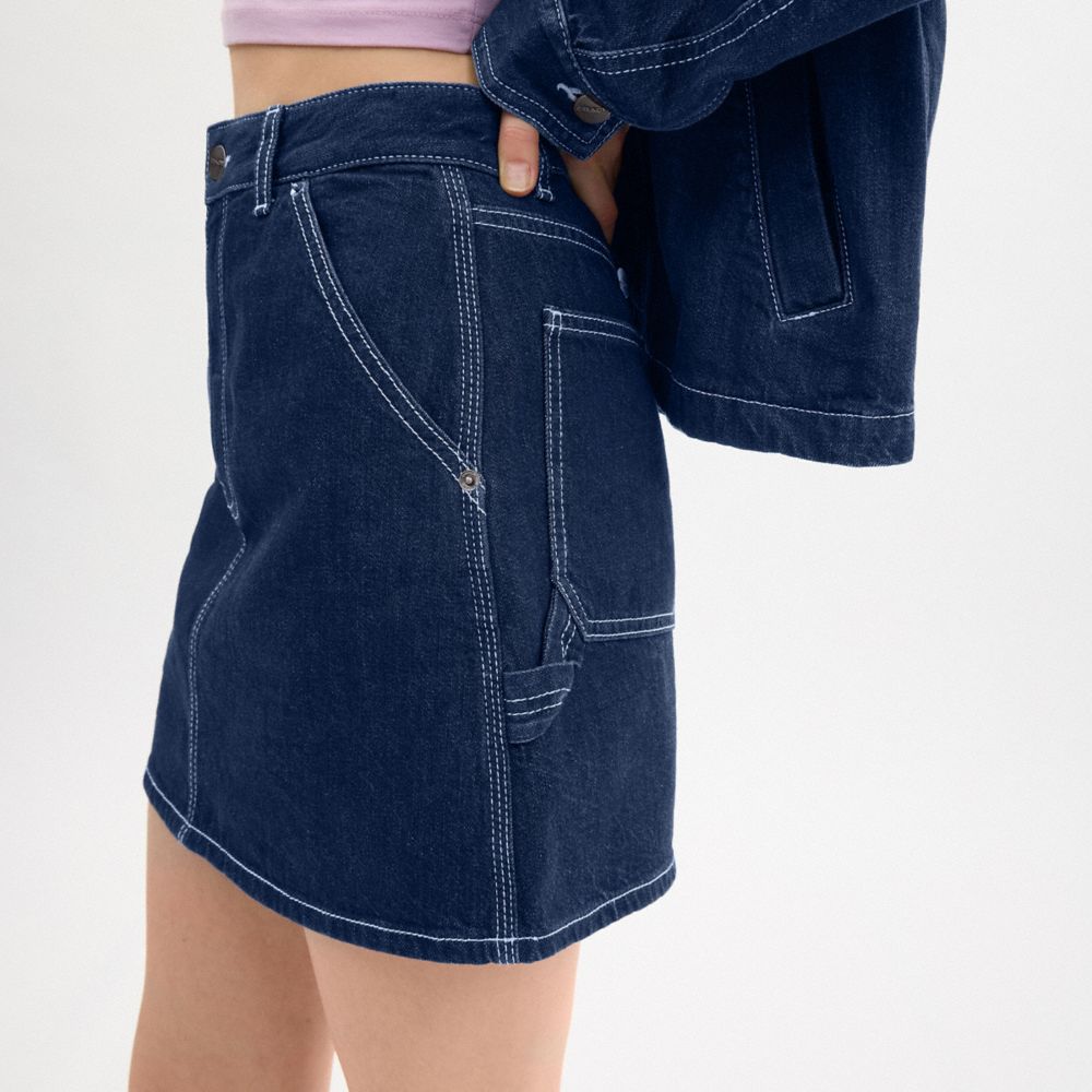 Coach Denim Utility Skirt Dark Denim